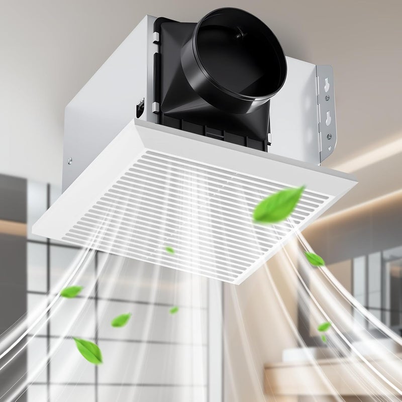 GROWNEER Bathroom Exhaust Fan, 110 CFM 1.0 Sone Bathroom Fan No Attic Access Needed, Ceiling or Wall Mount, 7.68 x 9.25 inch, White - Image 1